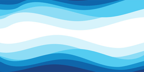 Seamless sea waves layered vector background. Blue ocean waves. Water wave pattern design.