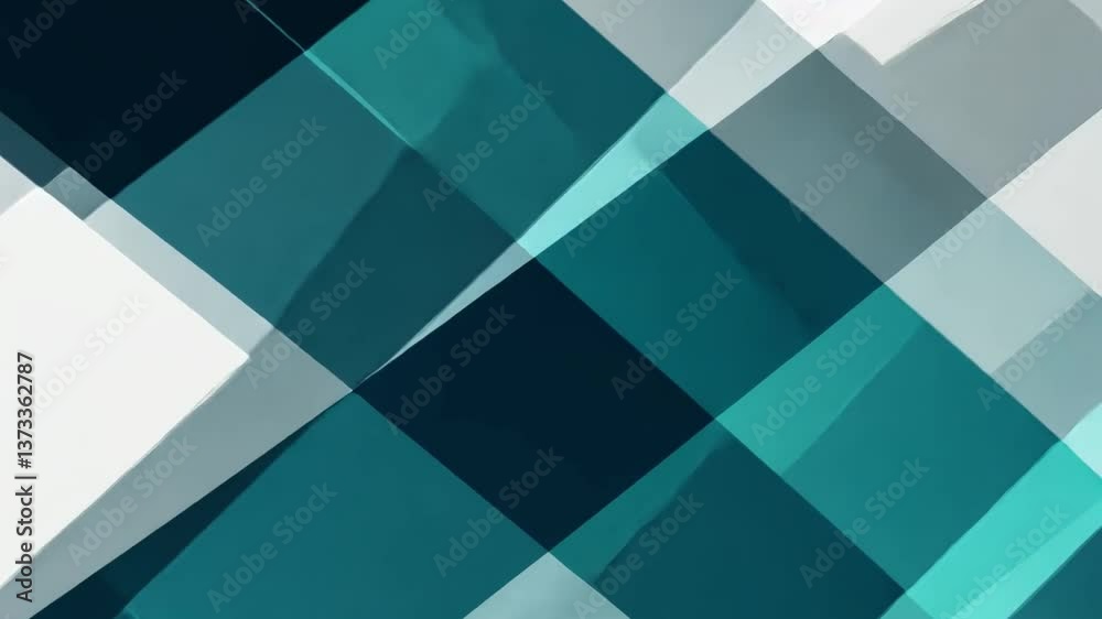 Poster abstract geometric pattern modern design with teal and blue layers, creating depth and dynamic shape