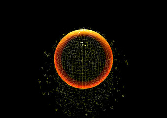 爆発する光の球体の3dイラスト