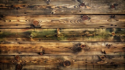 Rustic Weathered Wood Planks A Rich Texture of Brown, Gold, and Green Hues Featuring Knots and Grain Details Ideal for Backgrounds or Design Elements