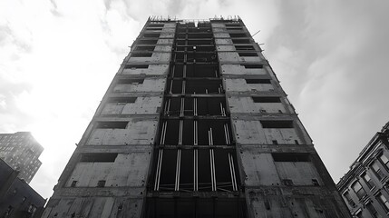 Scan tech view of tall build safe from quake deep steel rods firm base