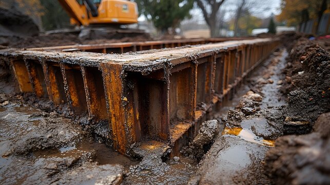 Base view of quake safe build deep in ground firm steel rods hold clear tech lines