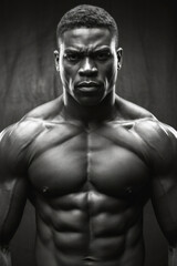 Fototapeta premium Muscular African American Man in Black and White