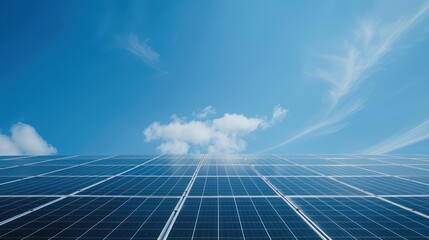 Clean and simple image of solar panels on a rooftop with space for text