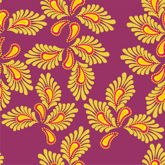 Seamless vector pattern print wallpaper background with paisley ornament ethnic art decor design	