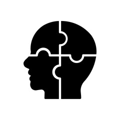 People head with Puzzles Icon. Mental Health Illustrations for Therapy and Psychology
