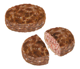 ジューシーなハンバーグのイラスト