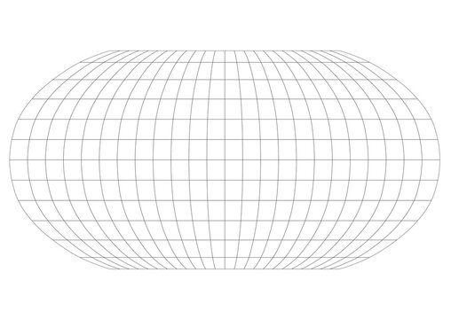15-Degree world map graticule (latitude-longitude) grid vector in Robinson projection