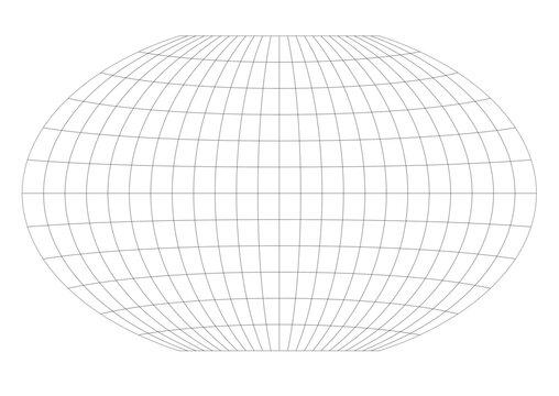 15-Degree world map graticule (latitude-longitude) grid vector in  Winkel-Tripel projection
