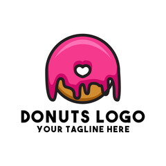 Pink Drizzled Donut Logo