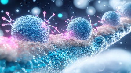 Detailed microscopic view of the SARS CoV 2 virus the causative agent of the COVID 19 pandemic showing the distinct spiky structure of the viral particles