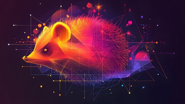 Abstract minimalist geometric hedgehog outline illustration with a unique artistic touch in a modern style
