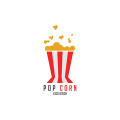 Popcorn in a red and white striped container
