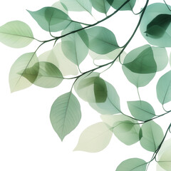 Whispers of Green: A delicate study of translucent leaves in varying shades of green, captured against a soft, light background, evoking feelings of tranquility and the serenity of nature.