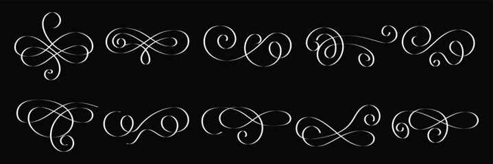 Calligraphy ornate frame elements. Vintage and filigree decoration. Ornate frames, scroll swirls element. divider vintage invitation. filigree scroll element.