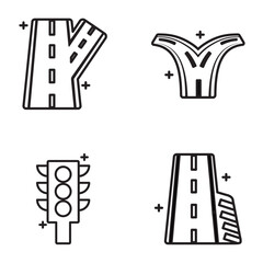 Set of road vector icons with a white background