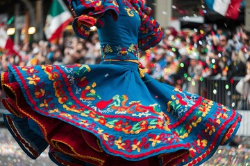 Vibrant Traditional Mexican Dance Skirts in Motion