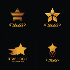 Set of Four Golden Star Logos