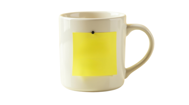 Office note on a coffee mug workspace setting photo minimalistic environment close-up view creative concept