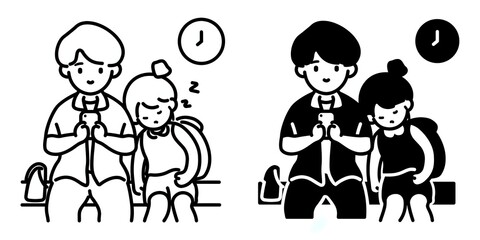 Couples editable stroke outline & solid icon isolated on white background flat vector illustration, black outline, Pixel perfect