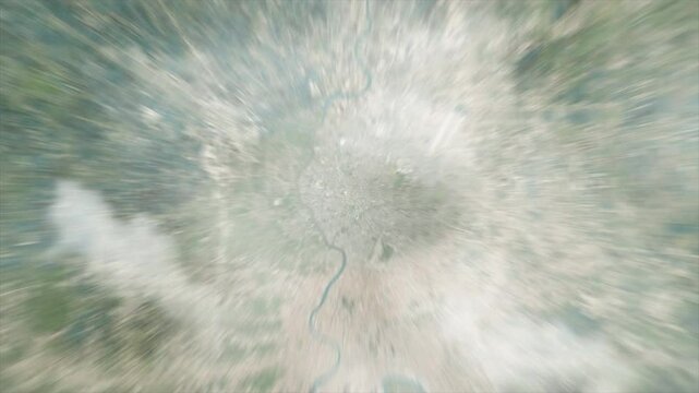 Earth zoom from space on Nonthaburi - Thailand. And zoom out through clouds and atmosphere into space. Satellite view.