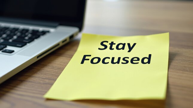 Stay focused office note reminder for productivity in a calm work environment