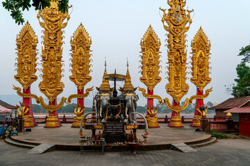 Chiang Saen, Thailand - April 30, 2024 Golden Triangle, Thailand, Laos and Myanmar border, Chiang Rai