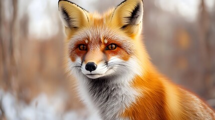 Fototapeta premium Captivating realistic photo of a fox showcasing its unique features and charming expression