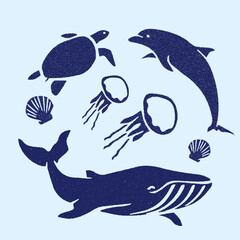 Hand drawn summer duotone pattern design