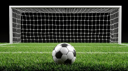 Soccer Penalty Kick Shot on Green Grass Field 