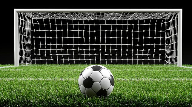 Fototapeta Soccer Penalty Kick Shot on Green Grass Field 