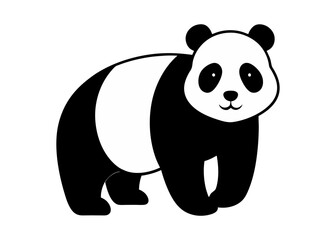 Panda black and white silhouette illustration isolated on a white background