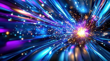 Naklejka premium Abstract Light Burst, Neon Energy Flow - Abstract art