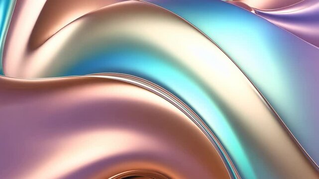 Mesmerizing iridescent waving surface. Abstract background. smooth rainbow gradients shift with light, polished and reflective metallic surface.