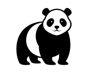 Panda black and white silhouette illustration isolated on a white background
