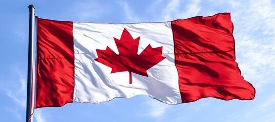 Waving Canada flag. Country independence day concept. Generative AI technology.