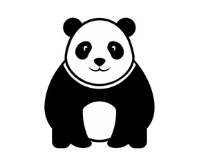 Panda black and white silhouette illustration isolated on a white background