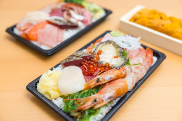 Sashimi take away with fresh seafood selection