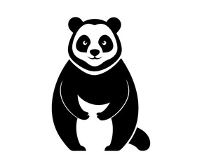 Panda black and white silhouette illustration isolated on a white background