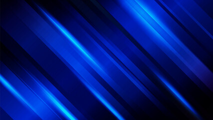 Layered geometric patterns create a dynamic abstract background in shades of blue.