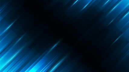 Layered geometric patterns create a dynamic abstract background in shades of blue.