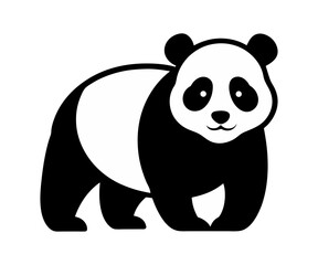 Panda black and white silhouette illustration isolated on a white background