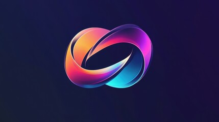 A vibrant, abstract logo design featuring intertwining shapes in shades of purple, pink, and blue against a dark background. The sleek and modern composition evokes a sense of fluidity and innovation,