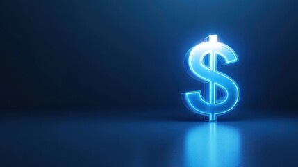 Illuminated dollar sign, a symbol of finance and wealth in the darkness