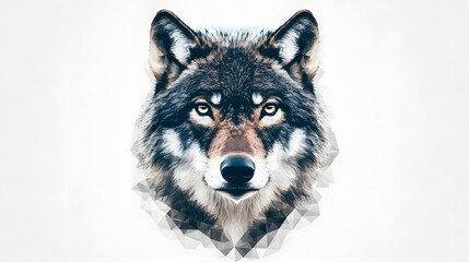 Minimalist geometric wolf illustration in polygon design showcasing the essence of wild animals and nature
