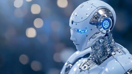 Advanced Robot AI  Futuristic Technology  Chrome Android  Digital Innovation  Artificial I