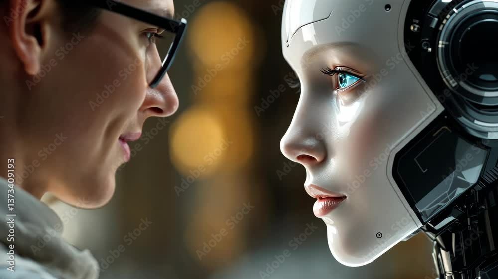 Poster humanrobot interaction: eye contact and connection between man and machine