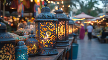  moroccan metal lanterns,