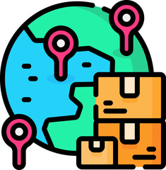worldwide shipping Illustration on a white background.