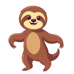 Obraz premium Cartoon sloth smiling and standing on transparent background